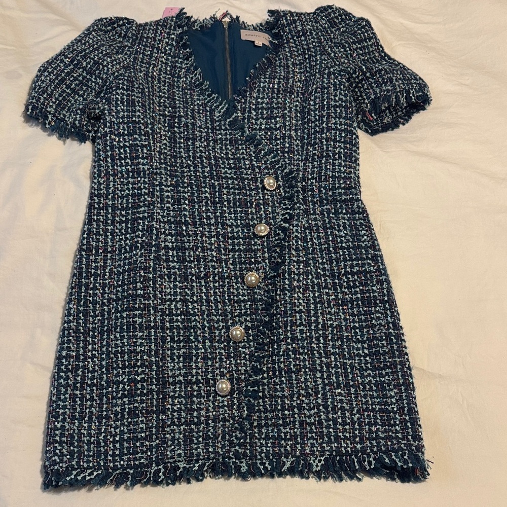 Adelyn Rae Blue Tweed Mini Dress